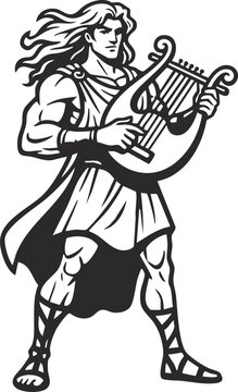 greek god apollo with lyre vector illustration 