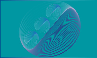 Abstract flowing lines form a spherical shape on teal background