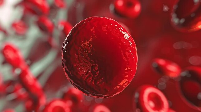 red blood cells flowing through vein, haemoglobin, anaemia concept, women's menstrual health, 3d medical healthcare