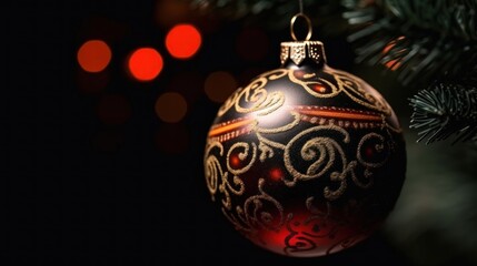 Christmas bauble on black background. Christmas Baubles. Christmas. Merry Christmas Concept. Happy New Year Concept.