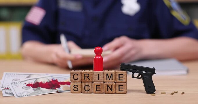 Crime scene investigation takes place in a cozy room with a focus on details and evidence analysis