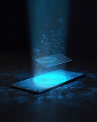 Mobile payment technology concept phone and digital credit card transfer