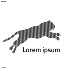 Black tiger silhouette vector black and white illustration