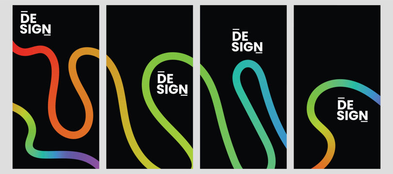 Vibrant Neon Gradient Wavy Line Backgrounds: Abstract Minimalist Design Vector Collection for Posters & Social Media