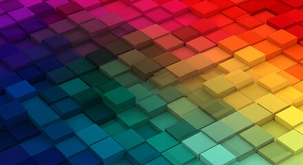 Abstract 3d colorful geometric cubes pattern with spectrum gradient