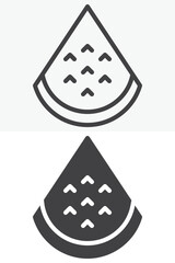 Watermelon slice line and solid icon set pack outline different style