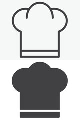 Chef hat line and solid icon set pack outline different style