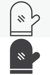 Oven glove line and solid icon set pack outline different style