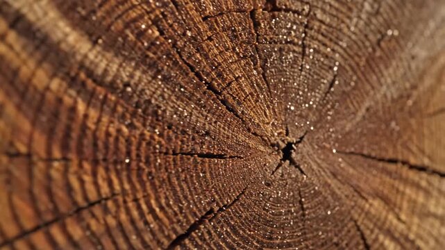 Tree Ring Texture Close-Up - A close-up of a cut tree trunk reveals the intricate patterns of its growth rings.