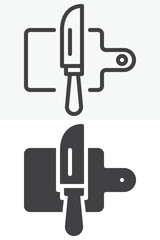 Chopping board line and solid icon set pack outline different style