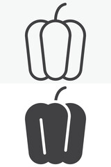 Bell pepper line and solid icon set pack outline different style