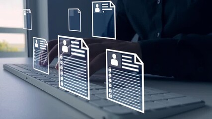 Protecting herself from cyber attacks. Documents confidentiality,cyber security protection concept. Software for security, searching and managing corporate document and employee information.	
 - Powered by Adobe