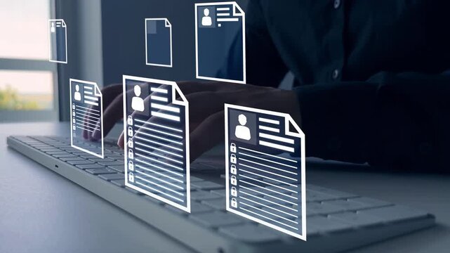 Protecting herself from cyber attacks. Documents confidentiality,cyber security protection concept. Software for security, searching and managing corporate document and employee information.	
 - Powered by Adobe