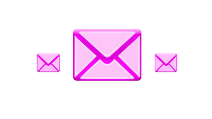 Pink envelope icon digital mail symbol glossy style isolated on transparency background modern communication email concept minimal design vibrant color cheerful mood
