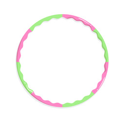 Pink and green color Hula-hoop isolated on white background. Equipment for exercise, workout, healthy lifestyle. Flat vector illustration.