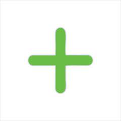 Bright Neon Green Medical Cross Symbol On White Background With Soft Purple Outline