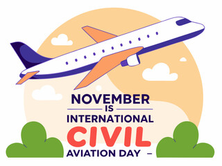 Celebrating International Civil Aviation Day in November with a Plane Taking Flight cartoon airplane