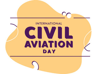 International Civil Aviation Day Graphic with Abstract Shapes and Purple Text on Yellow Background
