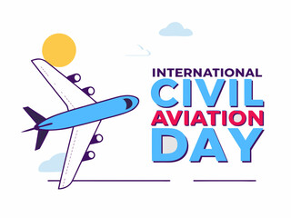 International Civil Aviation Day Celebration with Airplane and Sun in Vector Illustration Style vector