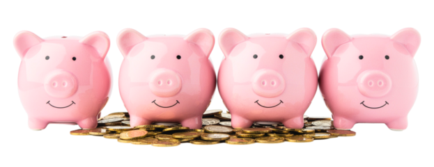 Piggy bank growing money savings financial growth investment wealth concept coins sprouting prosperity business success budget economy isolated illustration