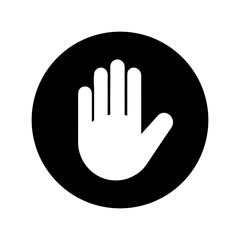Obraz premium Minimal white hand on stop sign vector icon illustration with white background for warning prohibition and security symbol concept design 