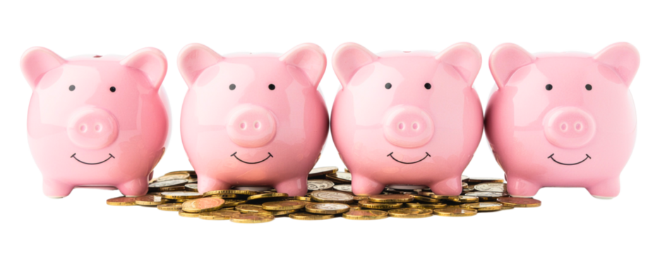 Piggy bank growing money savings financial growth investment wealth concept coins sprouting prosperity business success budget economy isolated illustration