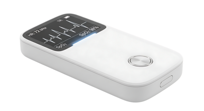 Portable electrocardiograph device isolated on transparent background for heart rate