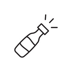 A stylized outlined illustration of a bottle with radiating lines suggesting sparkling or light