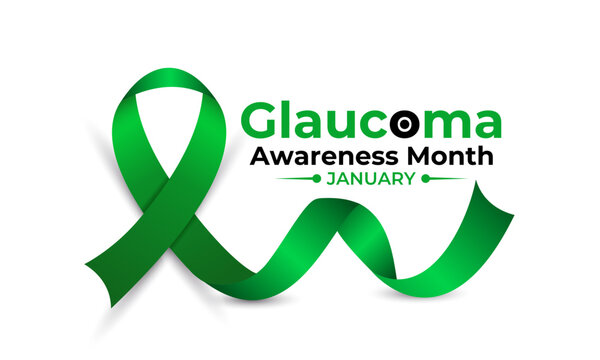 Promote eye health with this green ribbon design for Glaucoma Awareness Month in January. Ideal for medical campaigns, health posters, and vision care awareness projects. Banner poster background. - Powered by Adobe