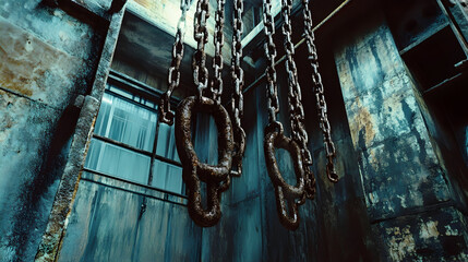 An ancient weathered iron gate features a rusted metal texture and a vintage padlock with a heavy steel chain for antique security