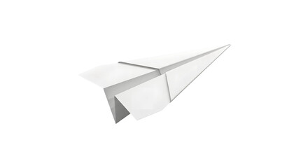 A classic white paper airplane in flight against a stark black background symbolizing imagination and creativity