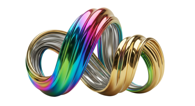 Abstract infinity symbol isolated on transparent background, colorful design