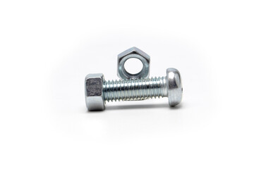 Button Head Screw with Attached Hex Nut Isolated