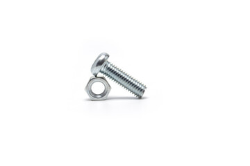 Isolated Metal Machine Screw and Hex Nut Pair