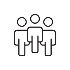 Blacklined icon featuring three abstract figures with circular heads
