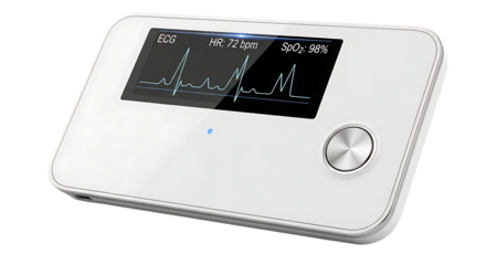 Portable vital sign monitor isolated on transparent background, medical device