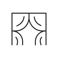 Curtains in a square frame with curved lines creating a sense of drapery