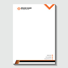 Professional corporate letterhead template in orange and black for branding solutions and stylish business correspondence, ideal for modern company stationery