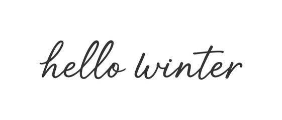 Hello Winter lettering, hand drawn inscription on white background. Element winter design. Vector illustration