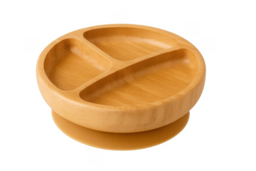 Bamboo baby plate with suction cup bottom