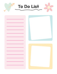 Colorful To-Do List Printable with Cute Boxes and Heart Flower Design