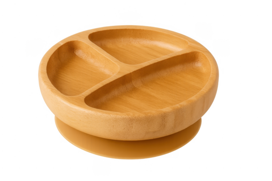 Bamboo baby plate with suction cup bottom