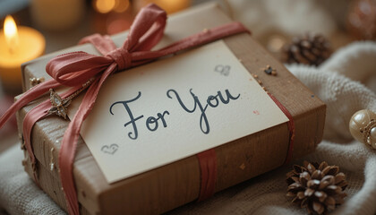 Naklejka premium Jewelry gift box with handwritten 