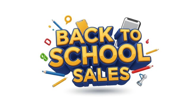Back to School Sales Promotion Banner with Various School Supplies and Accessories