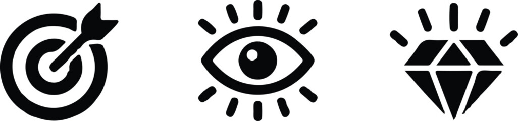 mission goal vision value line icon set vector design 