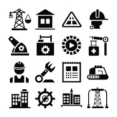 Construction and Engineering Icon Set Collection Vector for UI Documents Websites