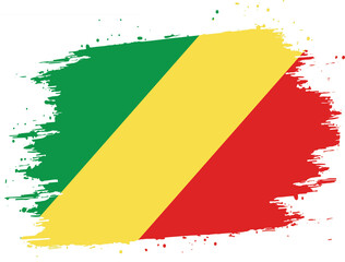 Republic of the Congo Brush Stroke National Flag on Isolated Transparent Background – Artistic African Paint Design , vector flat design and digital illustration 