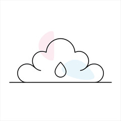 Minimalist Cloud Outline with Raindrop and Soft Color Accents