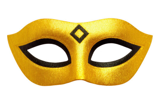 Gold masquerade mask with black diamond detail, elegant and festive, perfect for costume party, carnival, or theatrical event, adding mystery and glamour to any celebration