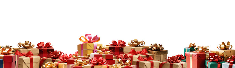 Fototapeta na wymiar festive Christmas gifts, presents boxes in a row